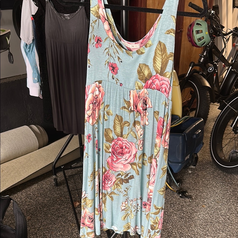 Pink Scoop Neck Sleeveless Midi Sundress